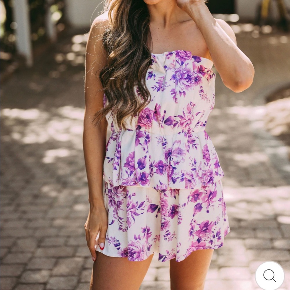 Strapless Floral Romper